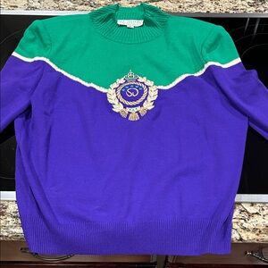 St. John Collection Green and Purple Turtleneck Sweater